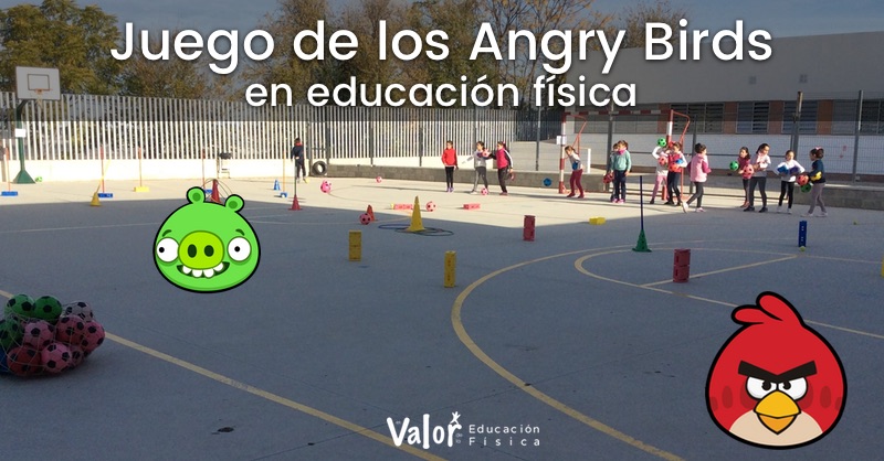juego de lanzamientos y golpeos en educación física angry birds